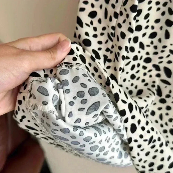 Zara Dalmatian Print Pleated Wide Leg Cropped Trouser Culottes in White, Med - Picture 6 of 16